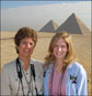 Photographer Judy Lovell and her sister at the Giza Pyramids