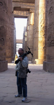 Stonie from Orlando, Florida, does some early morning photography at the Hypostyle Hall, Karnak, Luxor