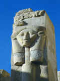 Hathor column in the Hathor Chapel at Hatshepsut's Deir El Bahari Temple